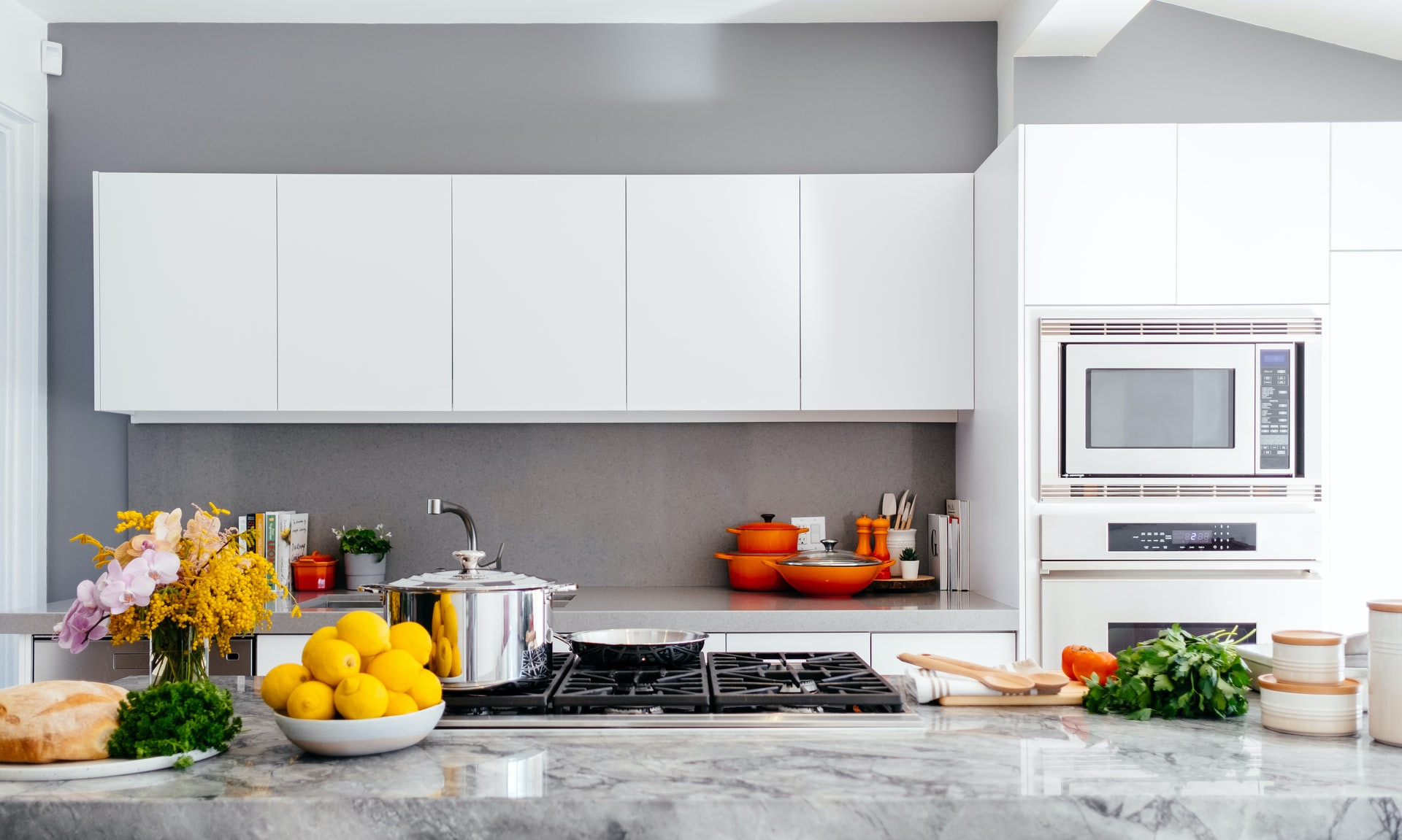 kitchen with white furniture